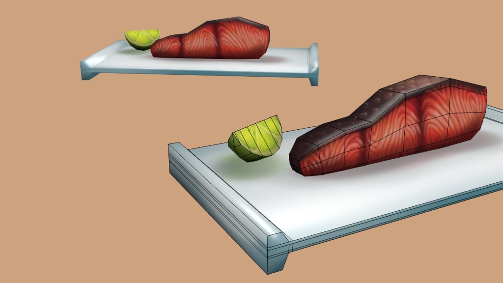 low poly roasted salmon preview image 2